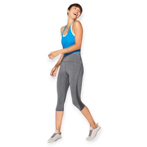 Lululemon Train Times 17" Crop High Rise Leggings Heathered Gray with Mesh 4 - Picture 16 of 16